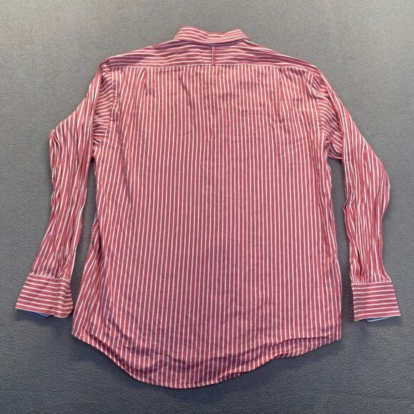 Lincs David Chu Dress Shirt Mens XLarge Red Striped Long Sleeve Button Up,Pocket - Picture 2 of 9
